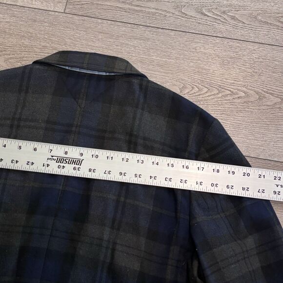 Tommy Hilfiger Blazer Mens 44 Blue Grey Plaid Wool Two Button Jacket - Picture 9 of 10